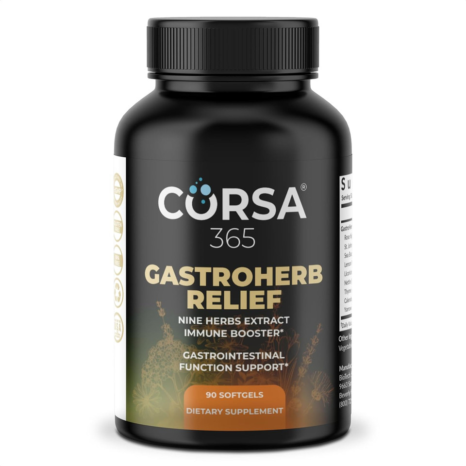 Gastroherb 9 Herb Extract - Airborne Immune Support Supplement - St Johns Wort Licorice Root Thyme Oil Immunity Supplement - Digestive Enzymes Immune System Booster - 90 Softgels