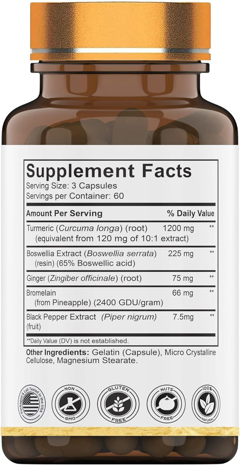Turmeric & Boswellia Complex (180 Capsules) With Ginger Root, Bromelain, & Black Pepper Extract | Joint-Ease Formula: Powerful Joint Support Supplement* | Produced In The Usa