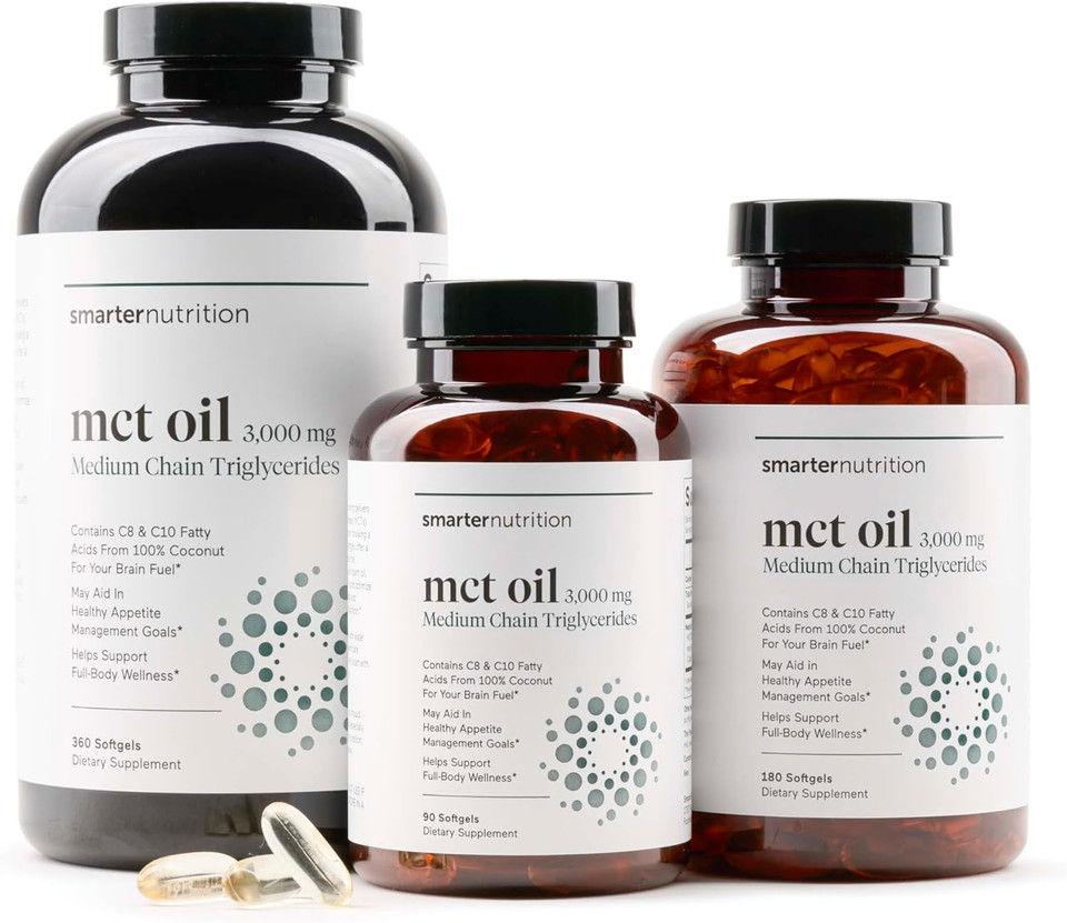 Smarter Nutrition Mct Oil Capsules C8 And C10 - Ketogenic Fuel For Brain & Body, Sustained Energy - From Cold-Pressed Coconut, Palm & Gluten-Free, Non-Gmo 180 Count - 60-Day Supply