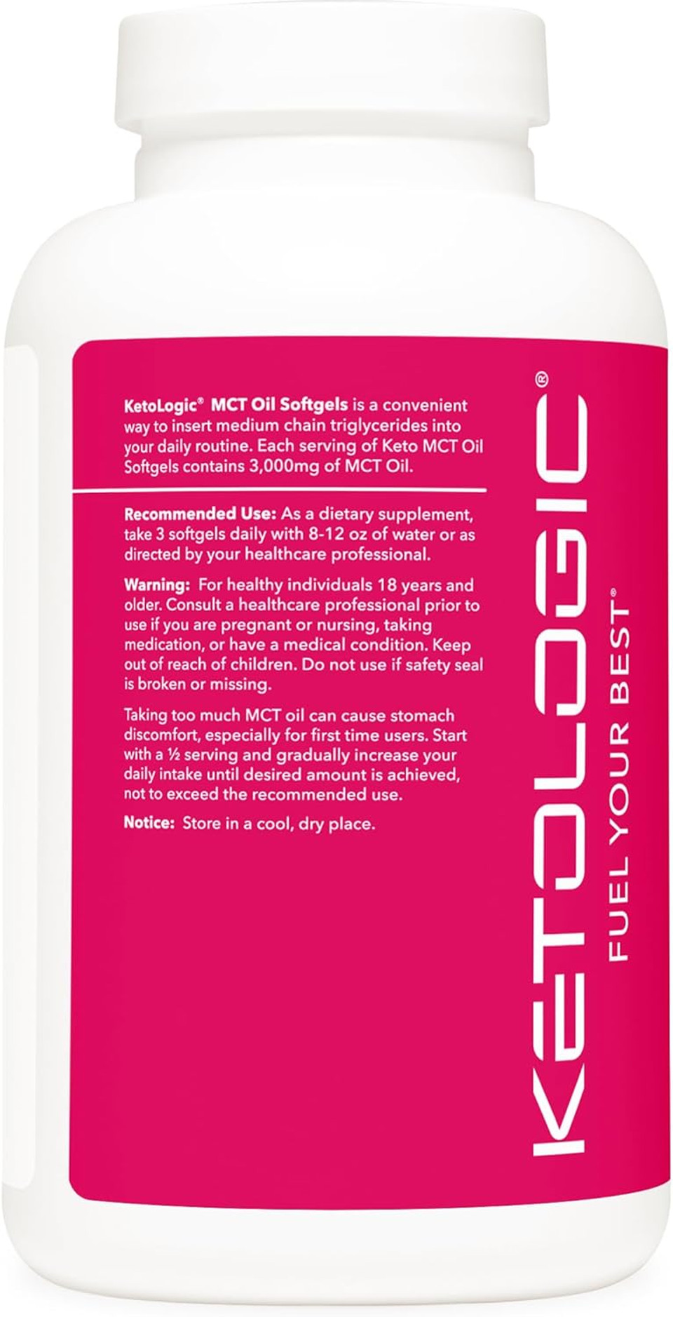 Ketologic Mct Oil (180 Softgels) (60 Servings) (3,000Mg Mtc Oil Per Serving) - Medium Chain Triglycerides
