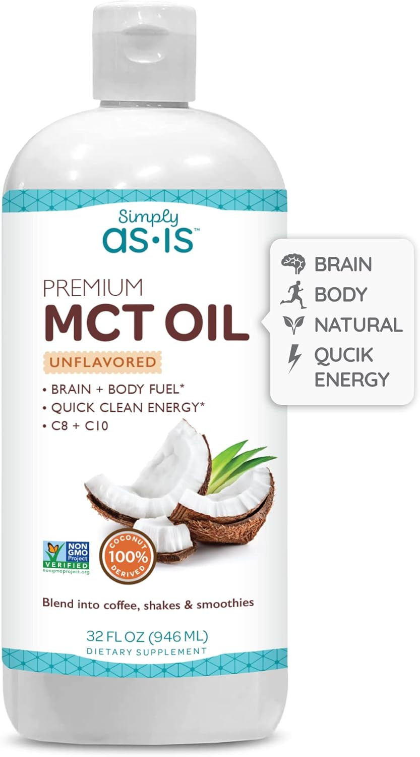 As-Is Simply Premium Mct Oil C8 & C10 | Unflavored | 100% From Non-Gmo Coconuts | Perfect For Morning Coffee | Quick Clean Energy | 32 Fl Oz (63 Servings)