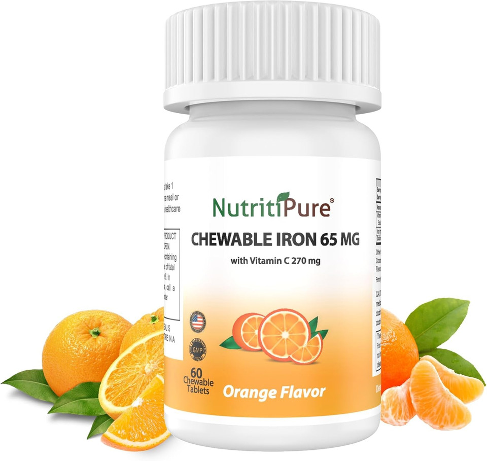 Chewable Iron 65 Mg With Vitamin C 270 Mg - Tablet In Orange Flavor 60 Count