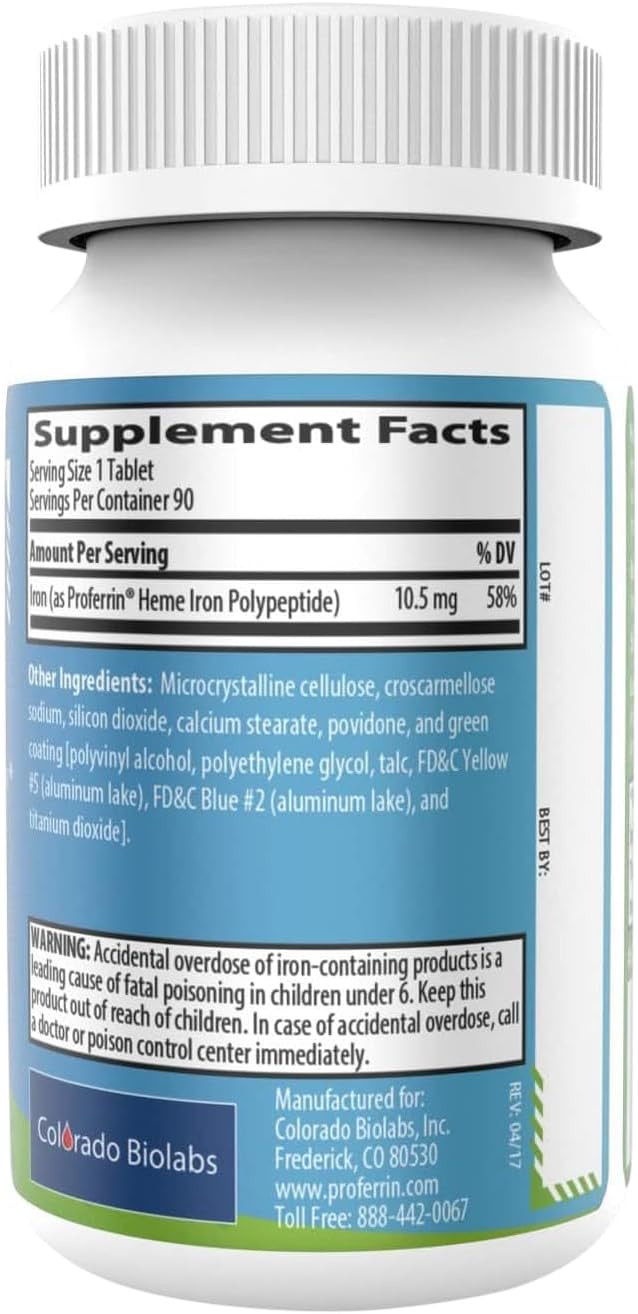 Proferrin Es- 10.5Mg Of High Absorbing Heme Iron Polypeptide. Made In The Usa. 90 Tablets. Easy On The Gut. Not Affected By Coffee, Calcium, Or Ppi'S