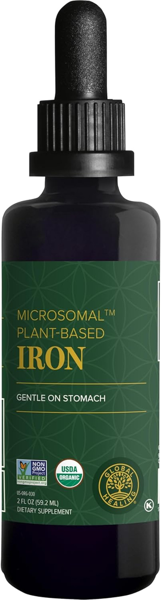 Global Healing Center Iron Supplement For Women And Men - Blood Builder Liquid Iron Vitamin With Curry Plant Extract - Natural Energy To Combat Fatigue, Brain Health & Oxygen Level Support (2 Oz)