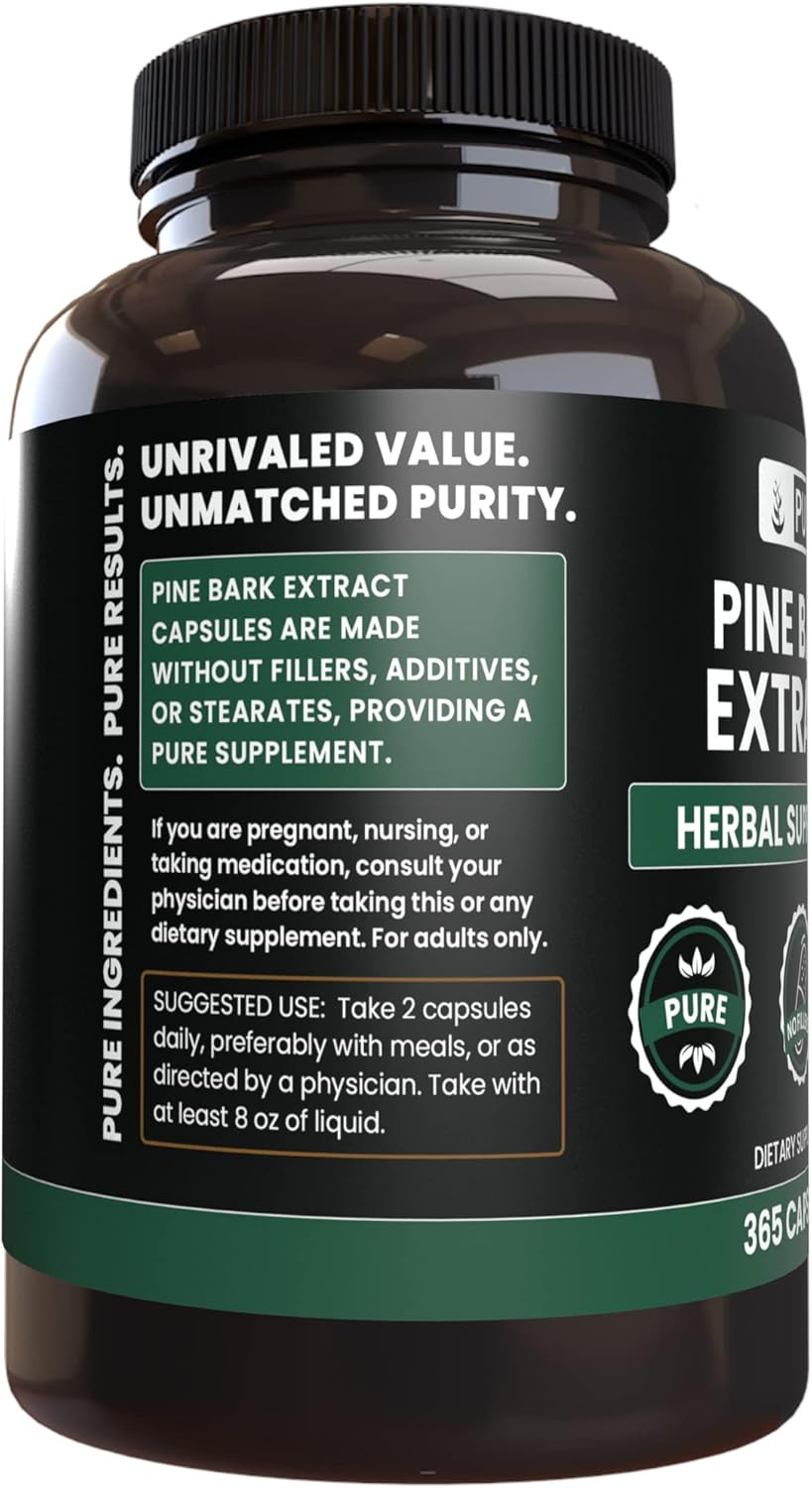 Pure Original Ingredients Pine Bark Extract (365 Capsules) No Magnesium Or Rice Fillers, Always Pure, Lab Verified