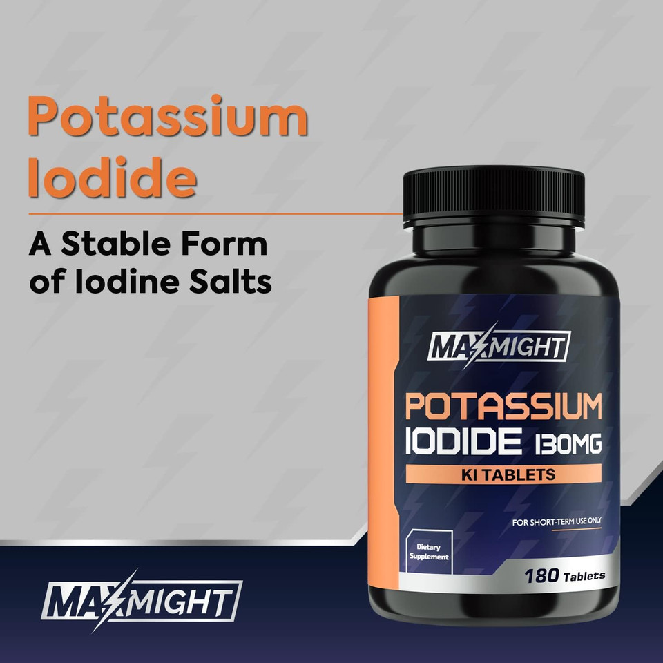 Potassium Iodide 130 Mg, Non-Gmo, Dietary Supplement, 180 Tablets, Up To 6 Month Supply, Potassium Iodide Pills, Yodo Naciente, Made In The Usa
