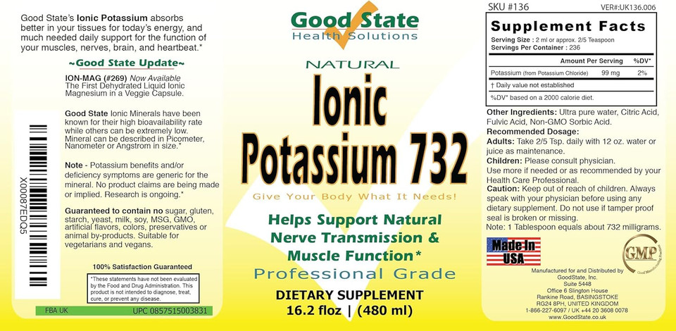 Good State Liquid Ionic Potassium 732 Supplement