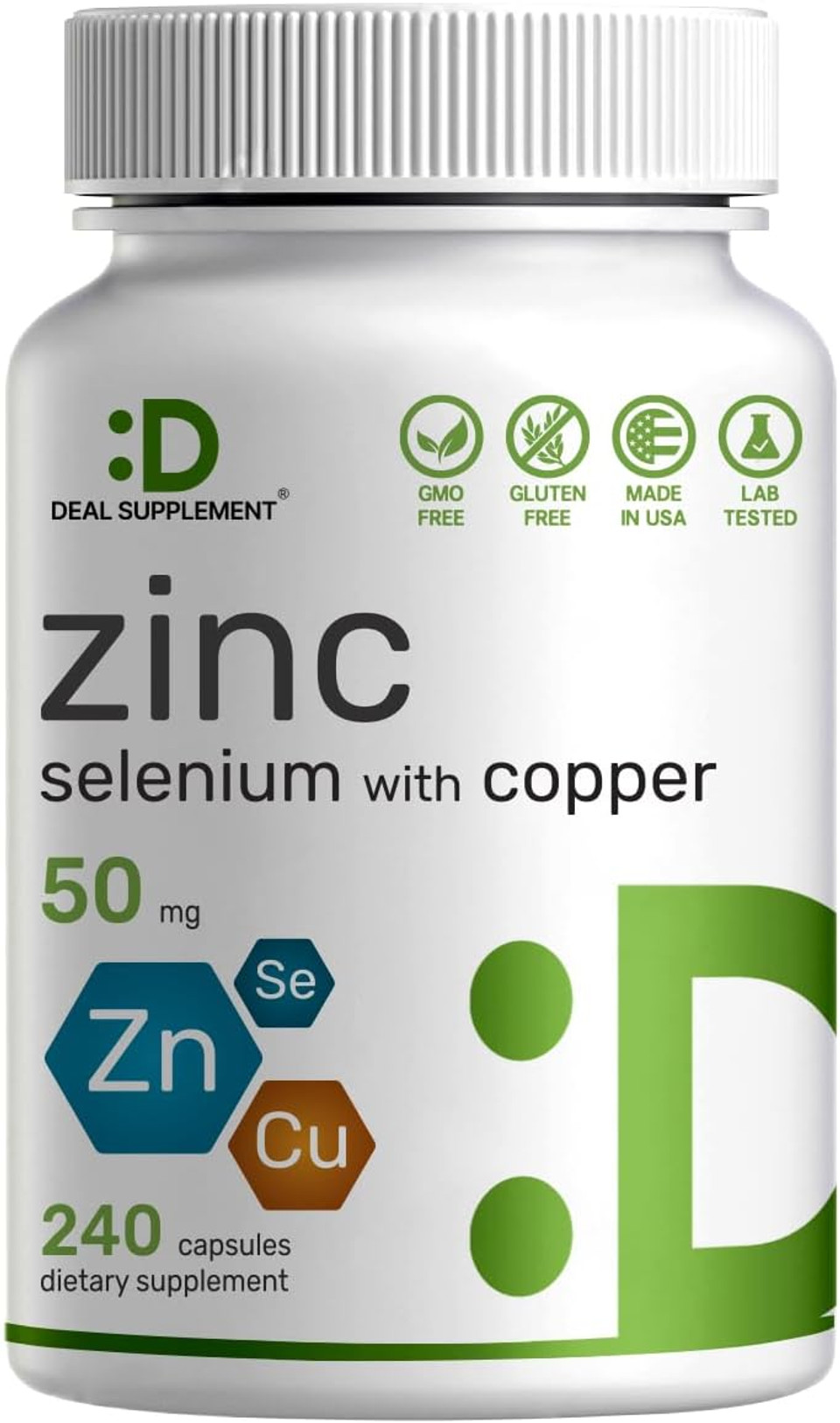 Deal Supplement Zinc 50Mg With Selenium + Copper, 240 Capsules, 8 Month Supply, 3 In 1 Mineral Formula, Zinc Picolinate Complex Supplement, Supports Healthy Immune System For Adults And Kids