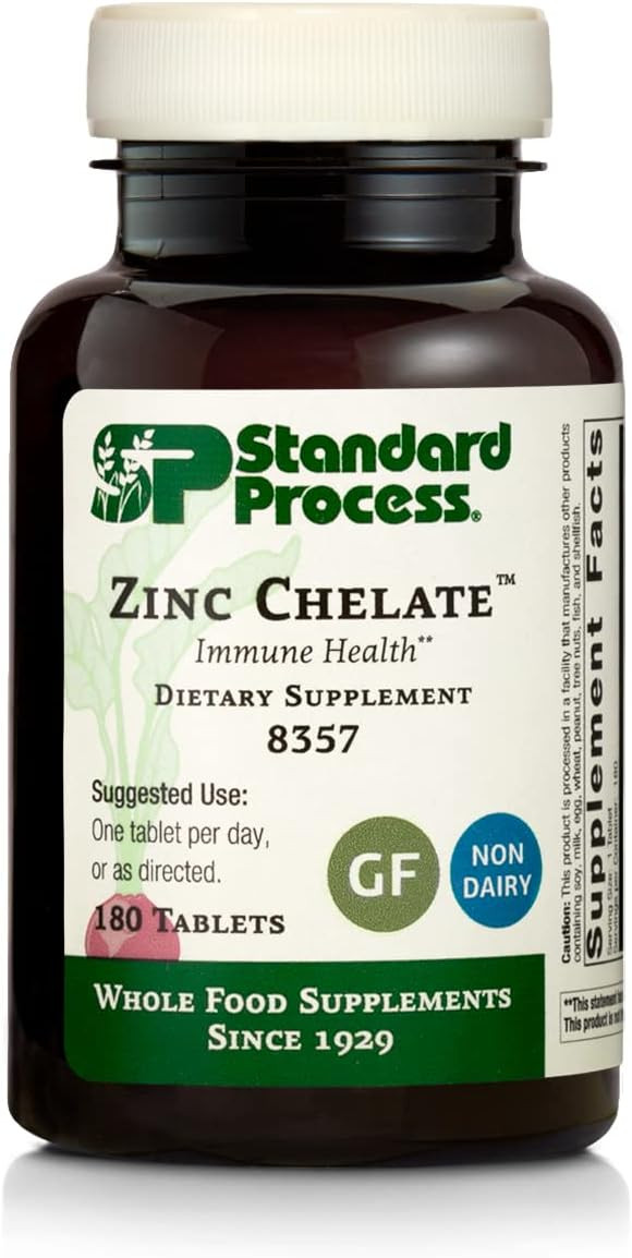 Standard Process Zinc Chelate - Whole Food Digestion And Digestive Health, And Skin Health With Beet Root And Zinc - 180 Tablets