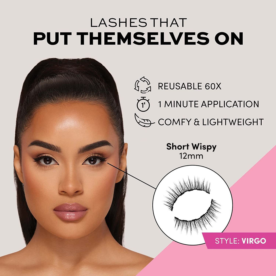 Glamnetic Magnetic Eyelashes Lash Kit | Virgo + Magnetic Eyeliner Pen Lashes Pack, Dramatic Long Eyelash Kit, Reusable Up To 60 Times - 1 Pair + Liner