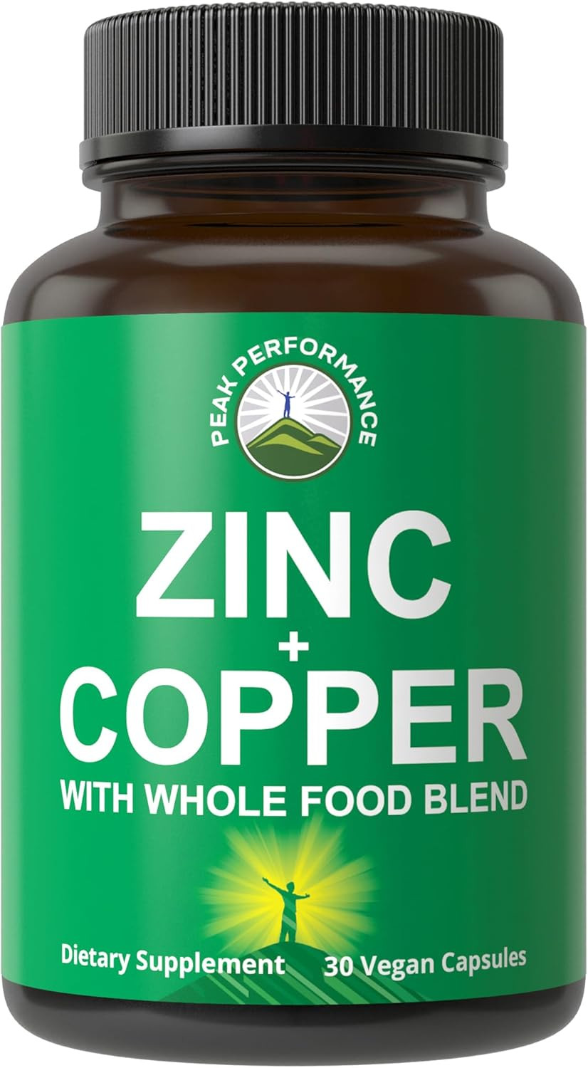 Zinc With Copper + Whole Food Blend Of 25 Vegetables And Fruits For Max Absorption. Immune Support Supplement Capsules. Two Essential Minerals For Immunity. Zinc Vitamin Pills For Men And Women