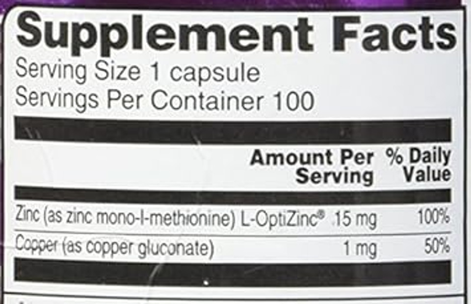 Vitacost Zinc & Copper 15 Mg / 1 Mg - 100 Capsules
