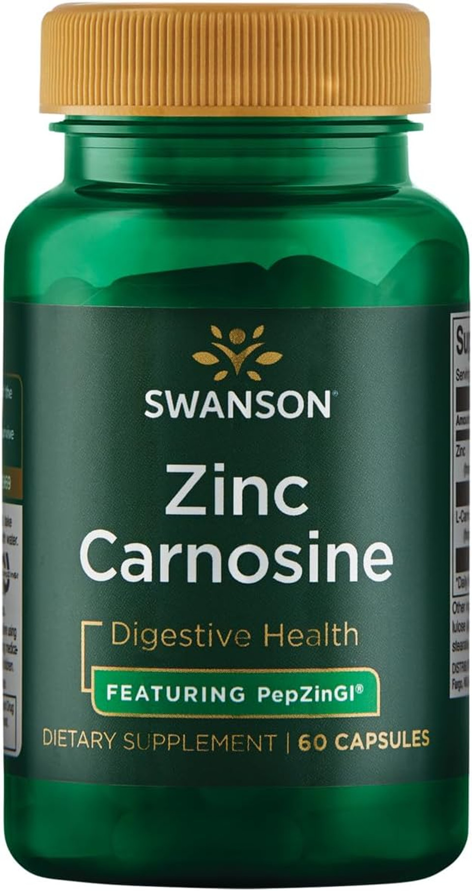 Swanson Ultra Zinc Carnosine (Pepzingi) - 60 Capsules - Natural Supplement For Gastric Health, Digestive Support, And Stomach Microbial Balance
