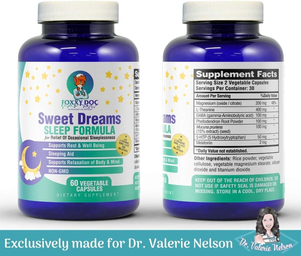 Melatonin Sleep Supplement With Gaba, 5-Htp, L-Theanine - Sweet Dreams  By Dr. Valerie Nelson Melatonin Sleep Supplement With Gaba, 5-Htp, L-Theanine - Sweet Dreams  By Dr. Valerie Nelson