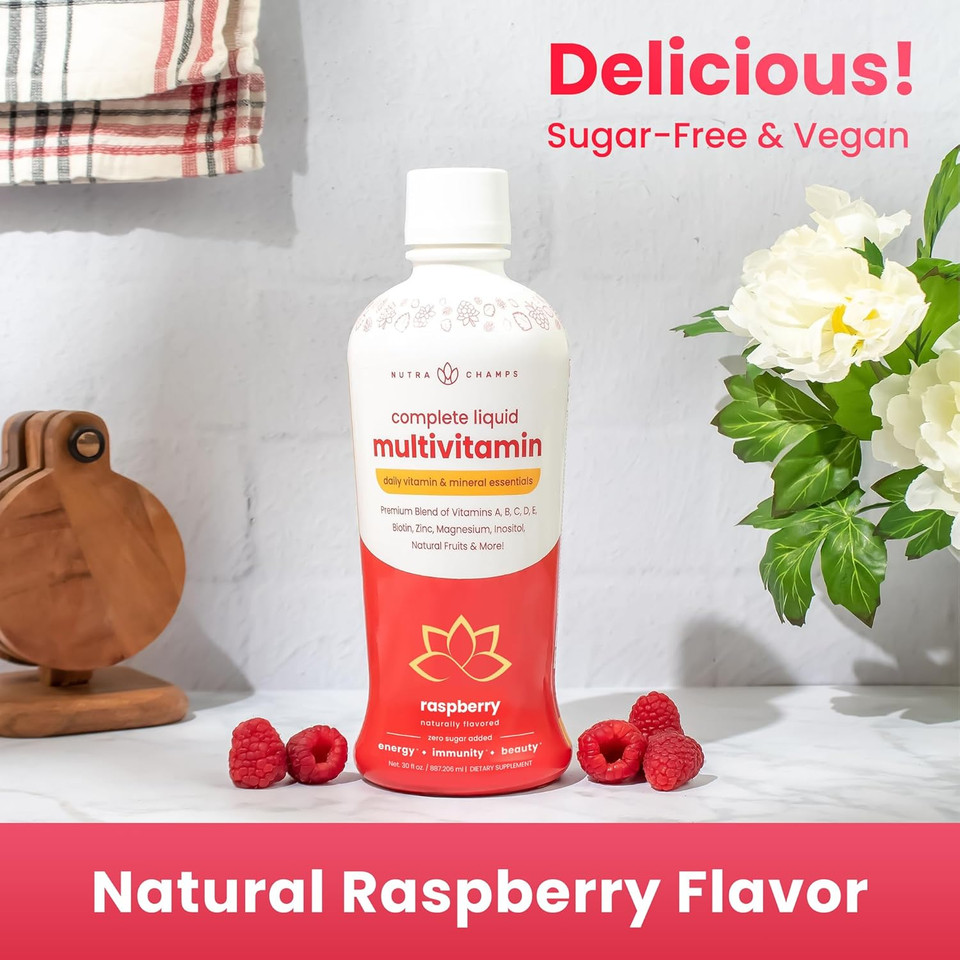 Nutrachamps Complete Liquid Multivitamins | No Added Sugar | Liquid Vitamins For Women, Men & Kids | Vegan Liquid Vitamin Multimineral Supplement | Energy, Immunity & Beauty