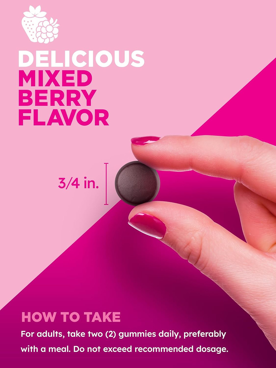 Pink Multivitamin Gummies For Women | Non-Gmo & Gluten Free | Plus Collagen & Biotin | Mixed Berry Flavor