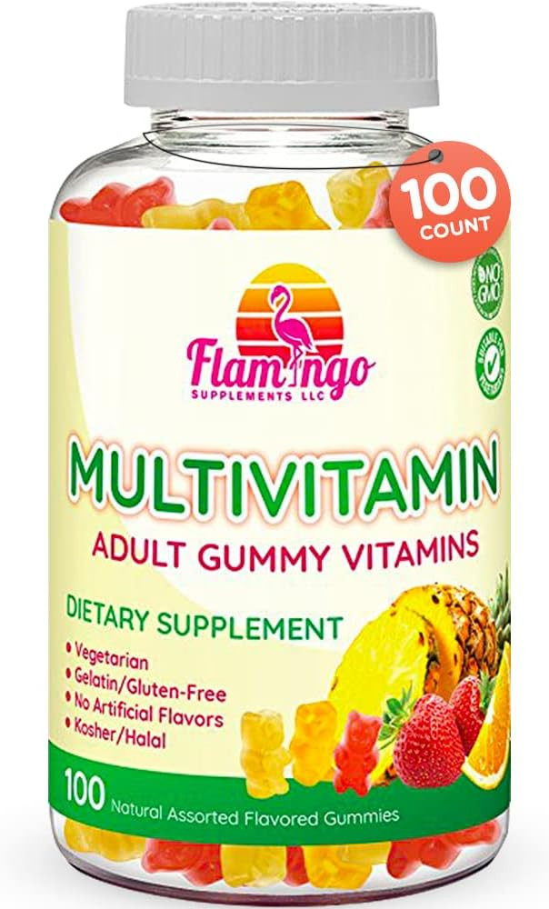 Multivitamin Gummies | Vegan Friendly, Kosher Halal No Gluten Or Gelatin, No Gmo| For Men, Women & Kids| 3 Natural Flavors | Vitamins C, B3, B12, Biotin, Zinc & More| 100 Gummies