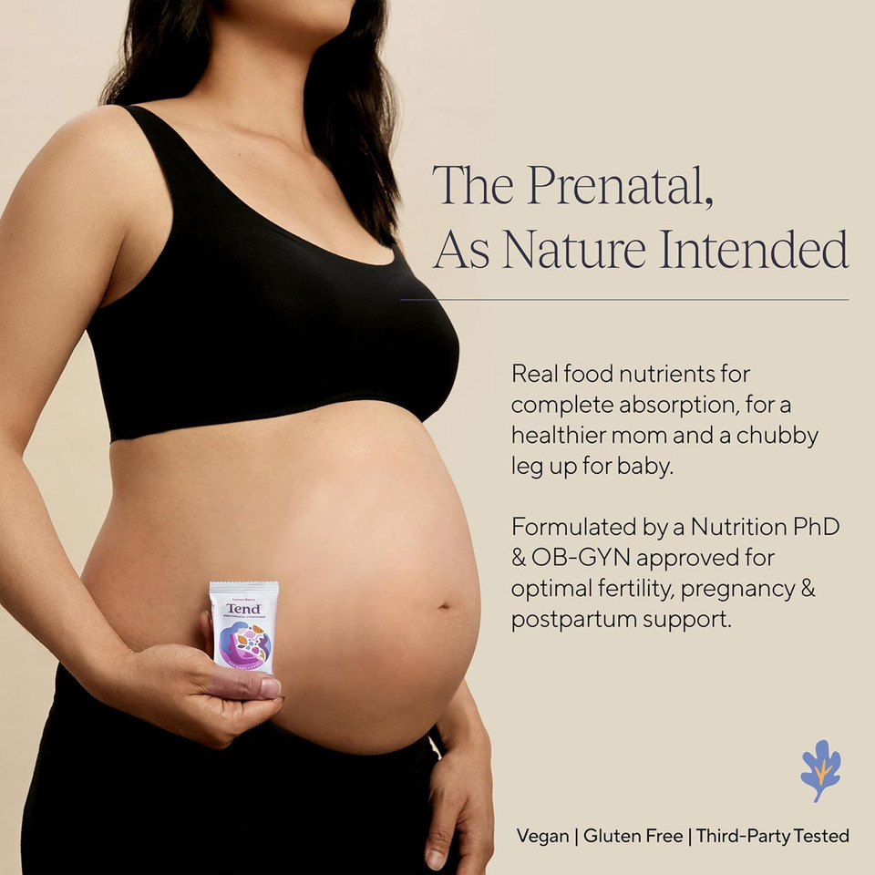 Tend Daily Best Prenatal Vitamin Bar, Made With Organic Ingredients For Pregnant & Postpartum Mothers, Includes Dha, Vitamin D, B, Choline, Folate, Sunflower Lecithin, Chocolate Sea Salt Flavor (4Ct)