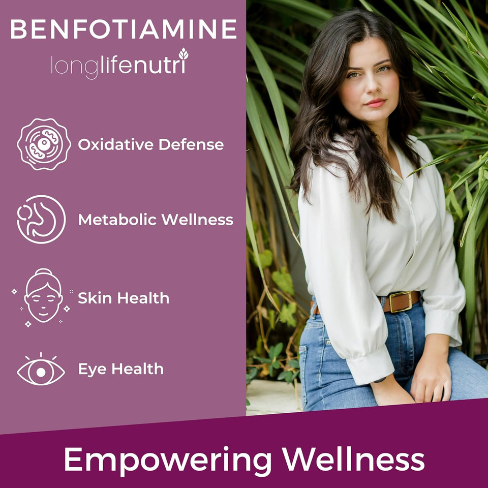 Benfotiamine 300Mg  180 Vegetarian Capsules, 6-Month Supply, Fat-Soluble B1 Thiamine Supplement For Energy And Wellness, Lab Tested, Made In Usa