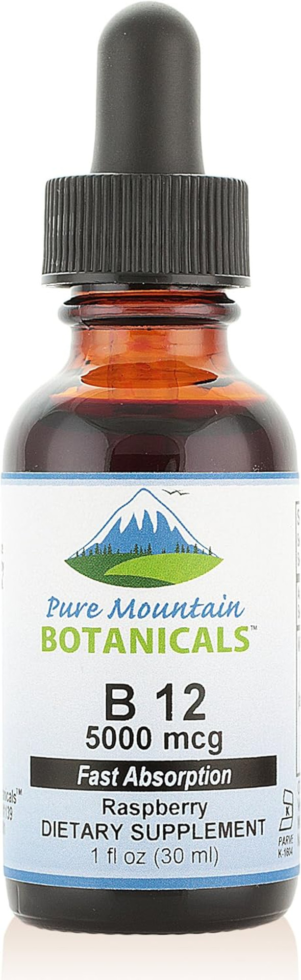Pure Mountain Botanicals B12 Vitamin 5000 Mcg  Kosher B12 Drops In 1Oz Bottle With Natural Berry Flavor