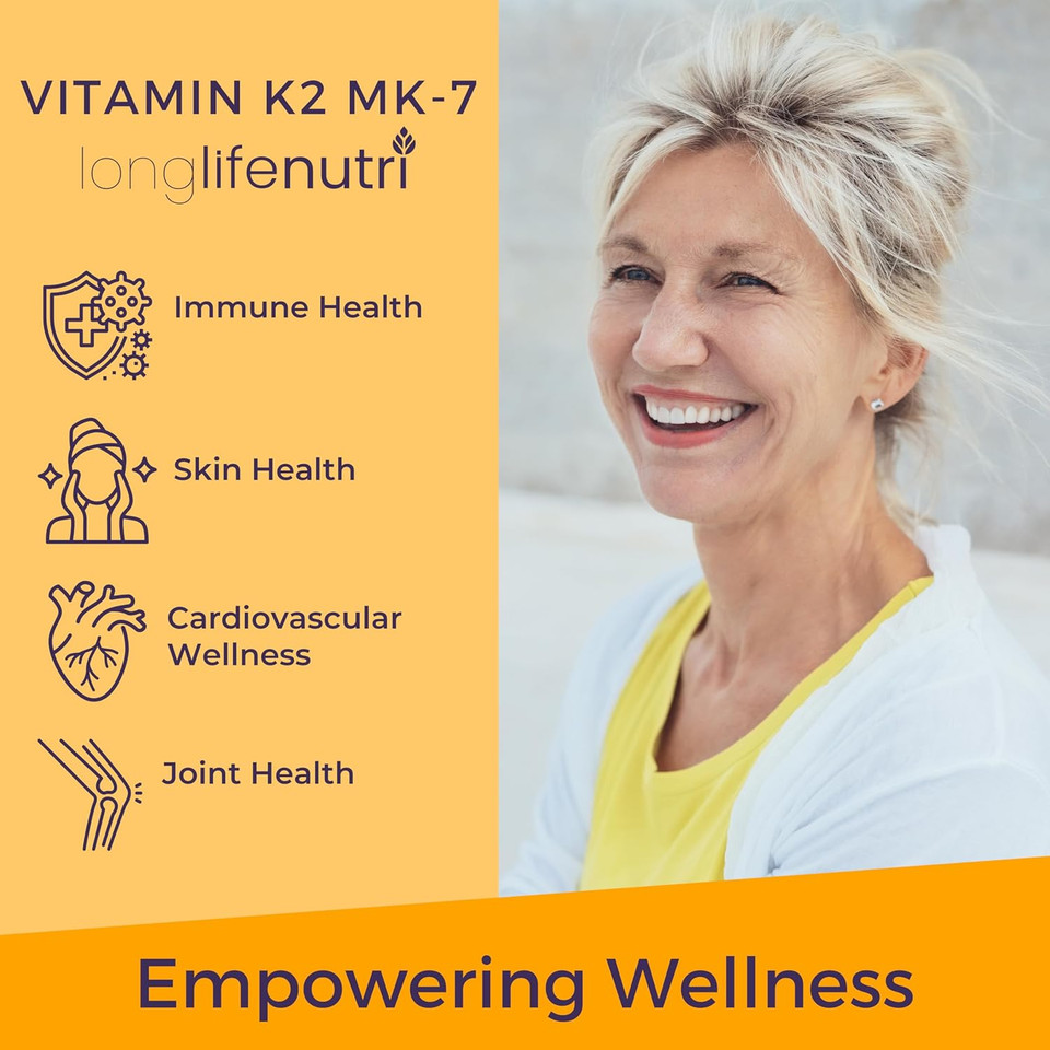 Vitamin K2 Mk-7 100Mcg  Nutrient Support For Bones And Circulation, 120 Vegetarian Capsules, 4-Month Supply, Lab Tested, Made In The Usa, Non-Gmo