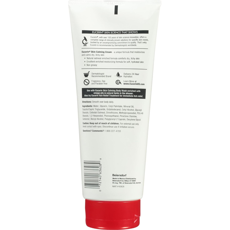 Eucerin Skin Calming Cream - Full Body Lotion For Dry, Itchy Skin, Natural Colloidal Oatmeal Enriched - 14 Oz. Tube