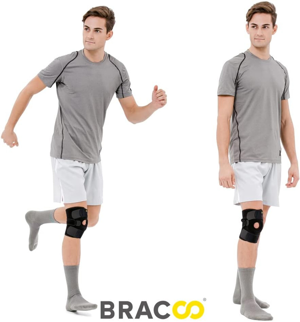 Bracoo Knee Support Brace for Men Women, Adjustable Compression Sleeve Wrap Patellar Pad Tendon - Arthritis Pain, meniscus tear, Injury Recovery, Running, Workout, KS10