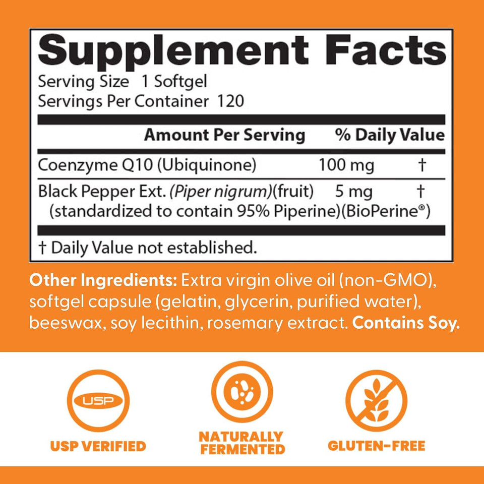 Doctor'S Best High Absorption Coq10 With Bioperine, Gluten Free, Naturally Fermented, Heart Health, Energy Production, 100 Mg, 120 Count