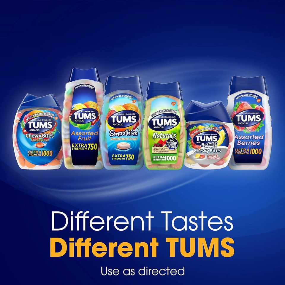 TUMS Ultra Strength Chewable Antacid Tablets for Heartburn Relief, Peppermint - 72 Count