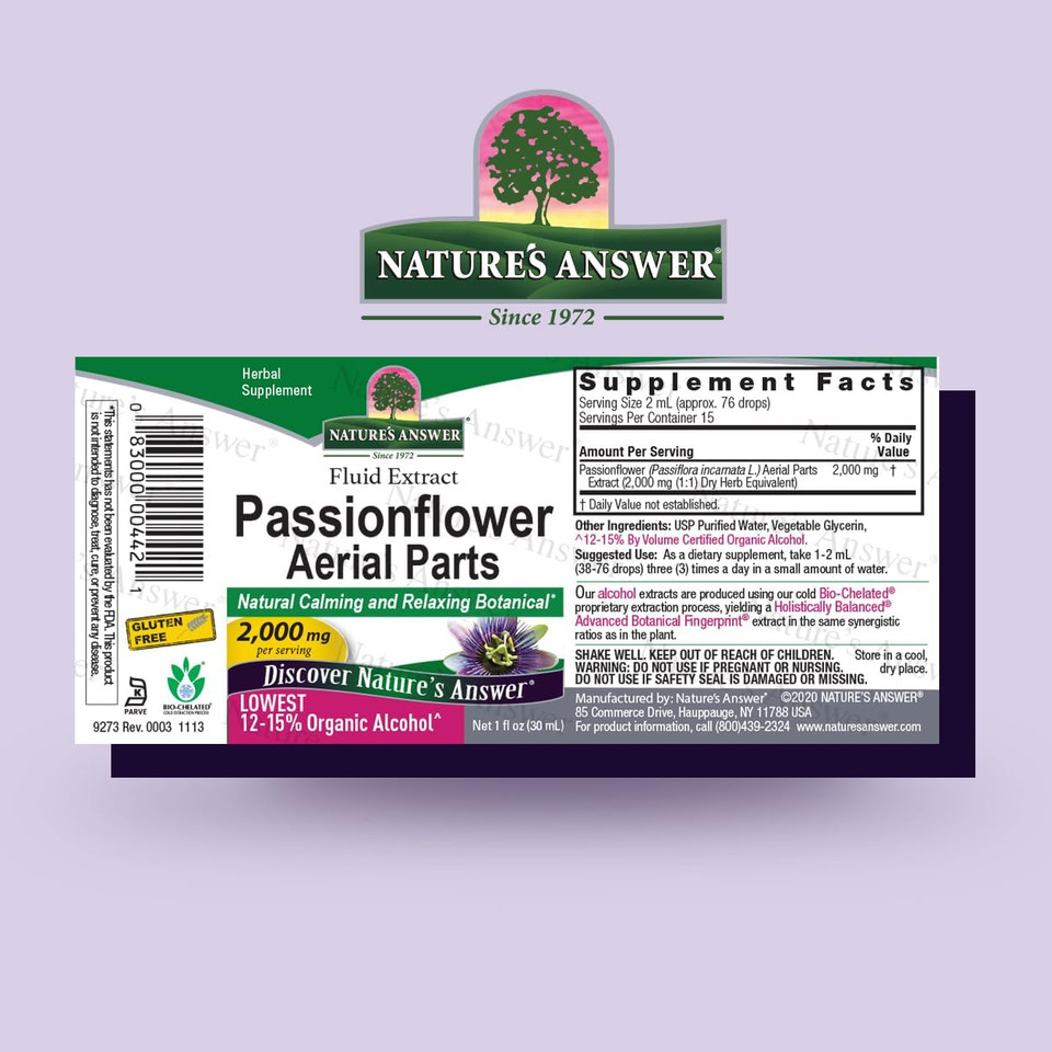 Nature's Answer Passion Flower Alcohol Free 2000mg 1oz Extract | Supports Relaxation | Vegan, Vegetarian, Vegan, Non-GMO, Gluten Free | Single Count