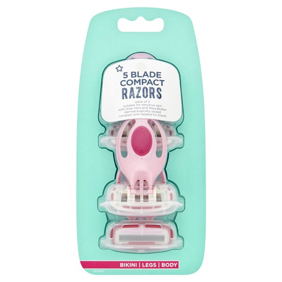 Female 5 Blade Compact Disposable Razor X 3