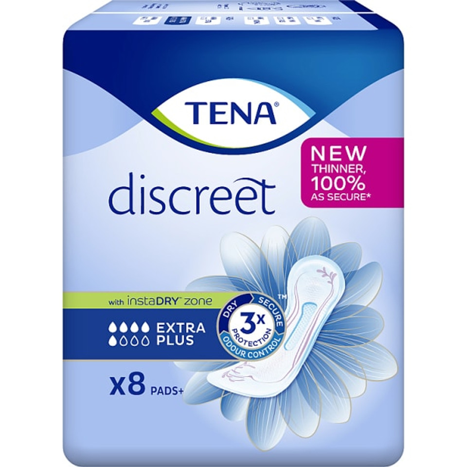 Tena Discreet Extra Plus Incontinence Pads 8 Pack