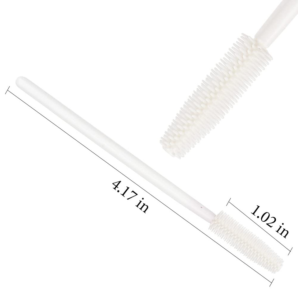 Myaokue-Up 100Pcs Silicone Mascara Wands Disposable Eyelash Brushes Wand For Extension Makeup Brush Tool Bulk (Silicone All White)Silicone All White
