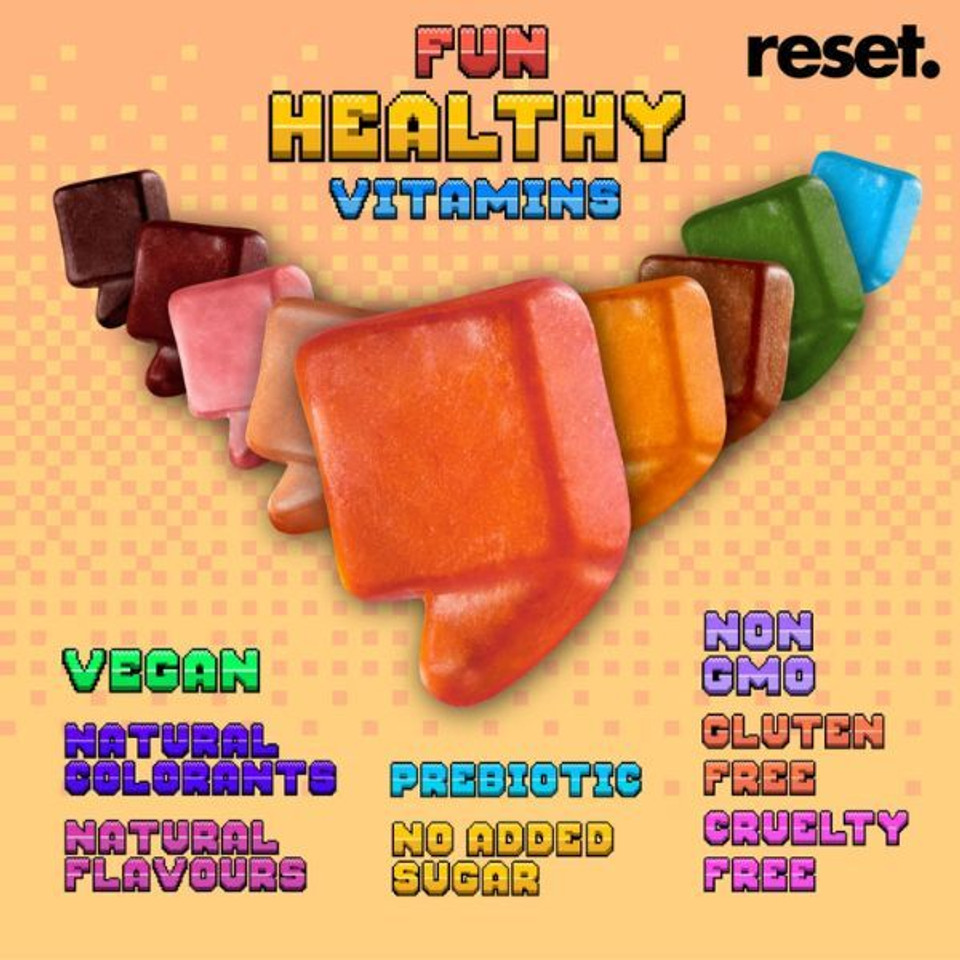 Reset Hair & Nails Vitamins Gummies Cherry Flavour -60Pcs