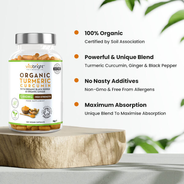 Vitabright Organic Turmeric Curcumin Capsules 1440Mg