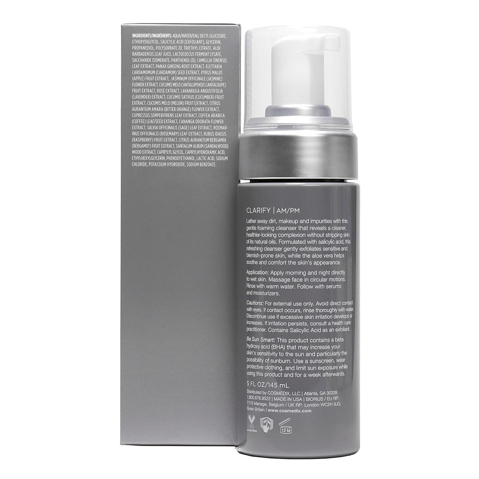 Cosmedix Clarify Salicylic Acid Foaming Cleanser, Exfoliates Sensitive And Blemish-Prone Skin, Aloe Vera, Alcohol And Sulfate Free, Cruelty-Free, Gluten Free Cosmedix Clarify Salicylic Acid Foaming Cleanser, Exfoliates Sensitive And Blemish-Prone Skin, Aloe Vera, Alcohol And Sulfate Free, Cruelty-Free, Gluten Free