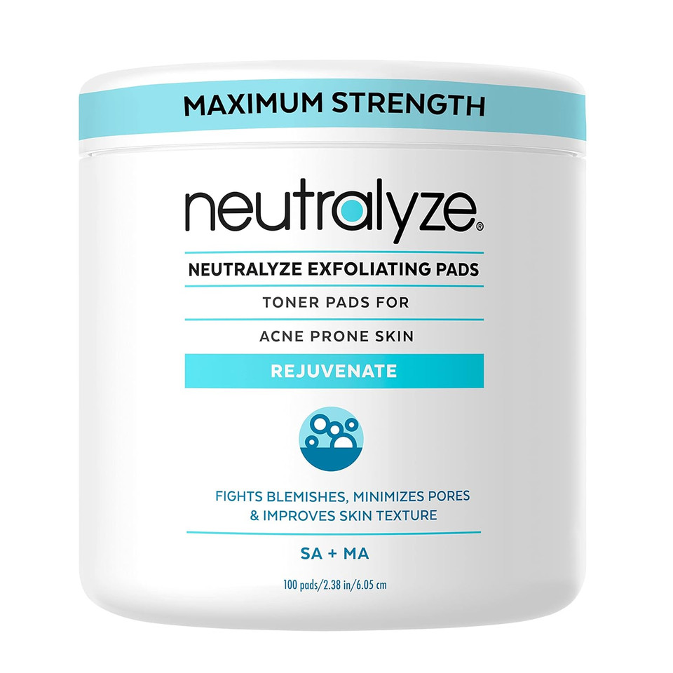 Exfoliating Acne Wipes - Maximum Strength, Dual Textured Acne Pads For Face & Back - Medical Grade 2% Mandelic Acid & Salicylic Acid Wipes - Acne Cleansing Pads (100 Acne Face Wipes)