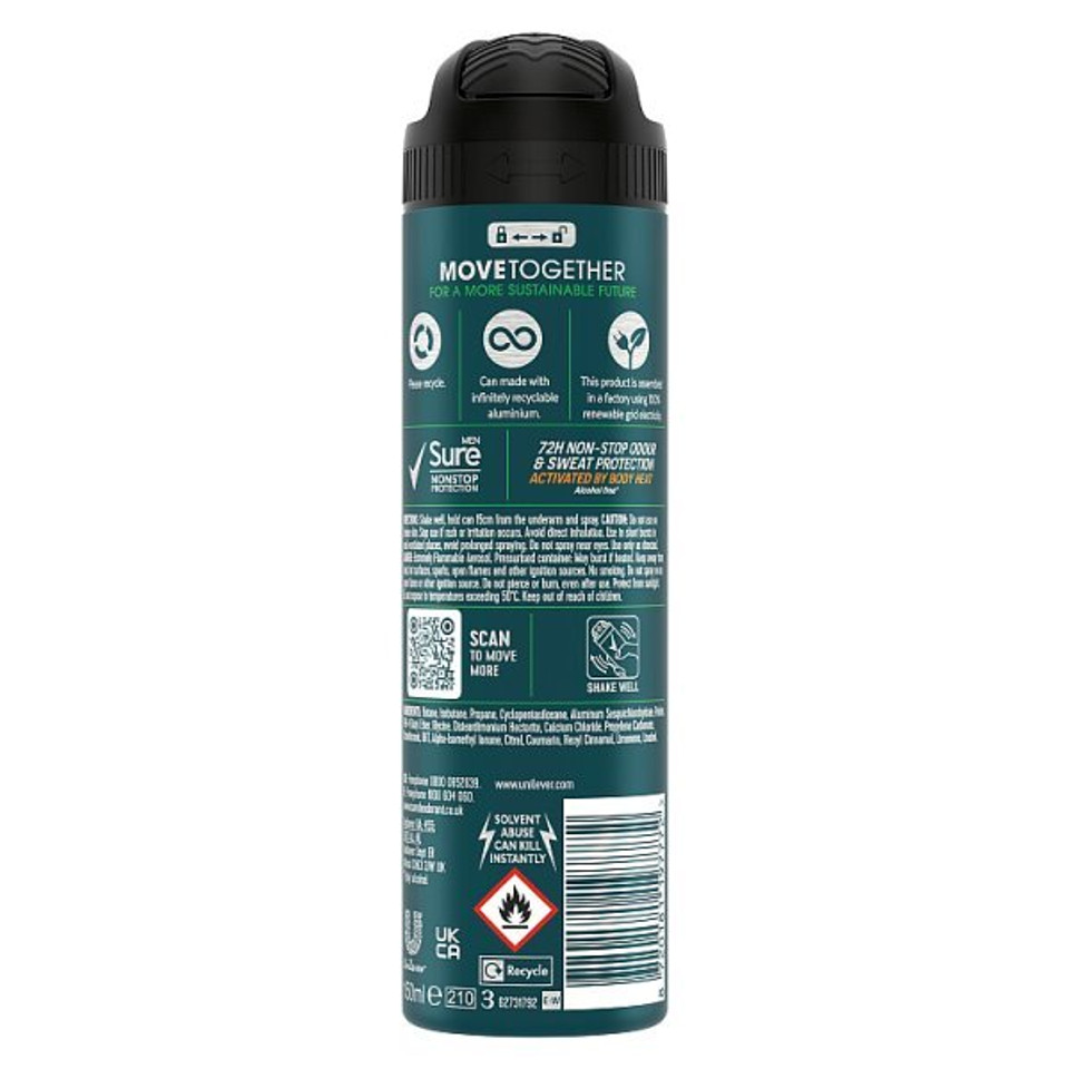 Sure Men Antiperspirant Deo Aerosol Nonstop Quantum 150Ml
