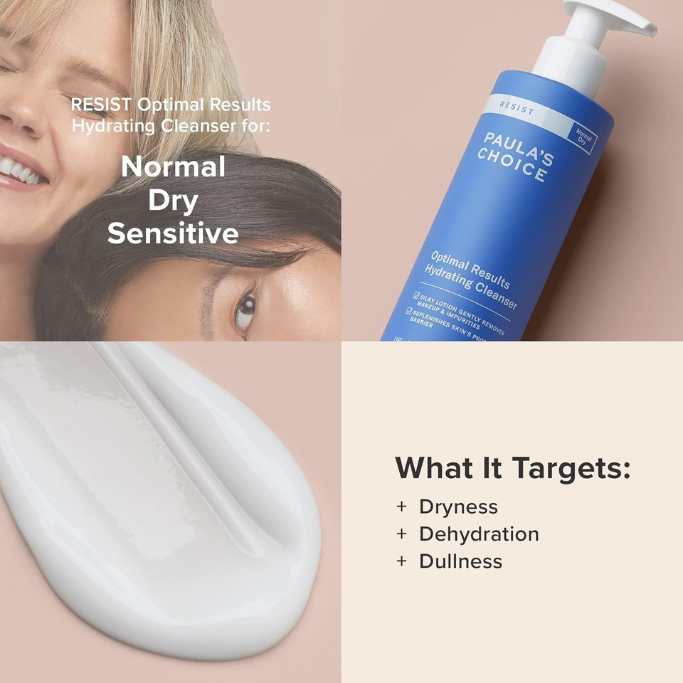 Paula'S Choice Resist Optimal Results Hydrating Cleanser, Green Tea & Chamomile, Anti-Aging Face Wash, Dry Skin, 6.4 Ounce