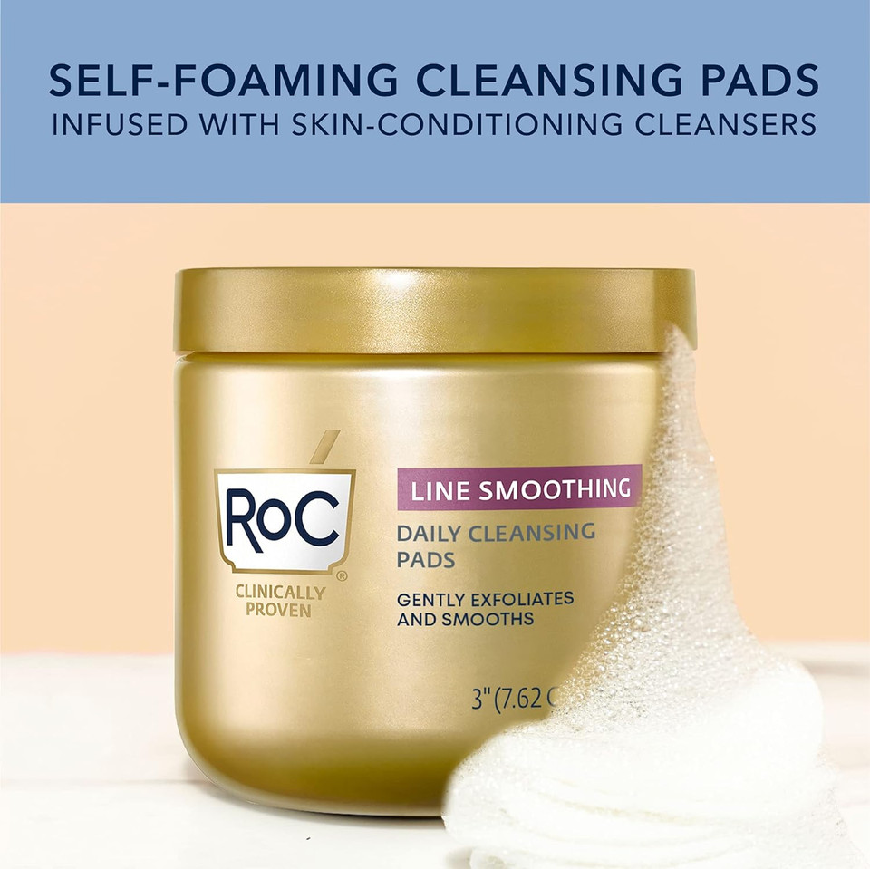 Roc Resurfacing Disks, Hypoallergenic Exfoliating Makeup Remover Pads For Wrinkles & Skin Tone, Hypo-Allegenic Skin Care, Oil-Free Daily Cleanser, Stocking Stuffers, 28 Count (Packaging May Vary)