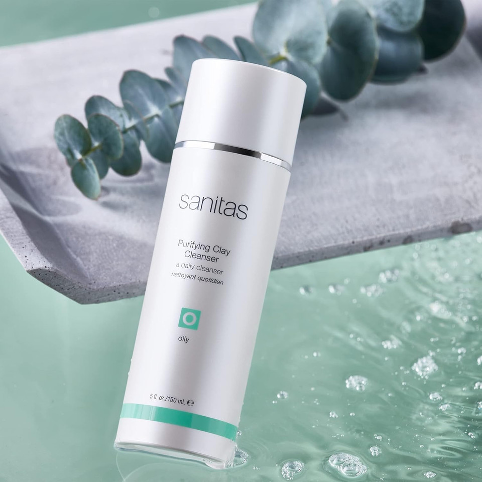 Sanitas Skincare Purifying Clay Cleanser, Detoxifying, Pore Perfecting Cleanser, Volcanic Clay, Tea Tree, Cleanser For Oily Skin, 5 Ounces