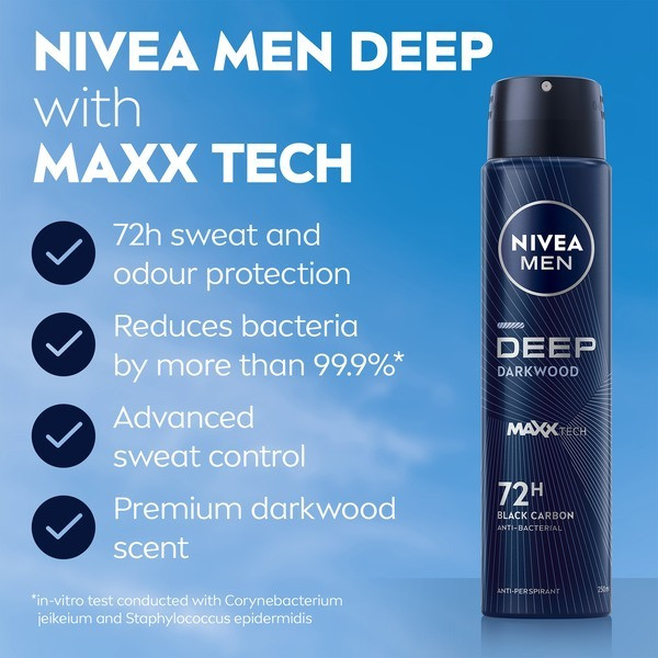 Nivea Men Deep Anti-Perspirant Deodorant Spray 48Hrs 250Ml