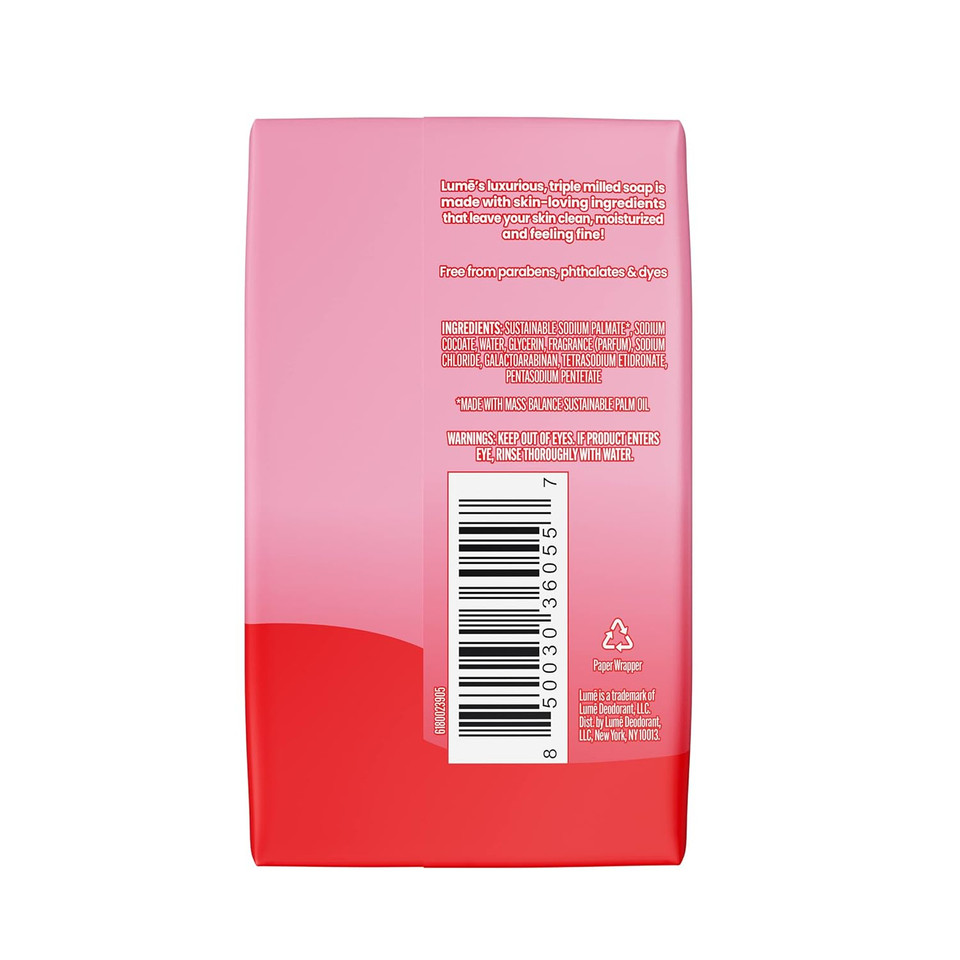 Lume Triple Milled Soap - Rich Moisture & Gentle Cleansing - Paraben Free, Phthalate Free, Skin Safe - 5 Ounce (Pack Of 4) (Peony Rose)