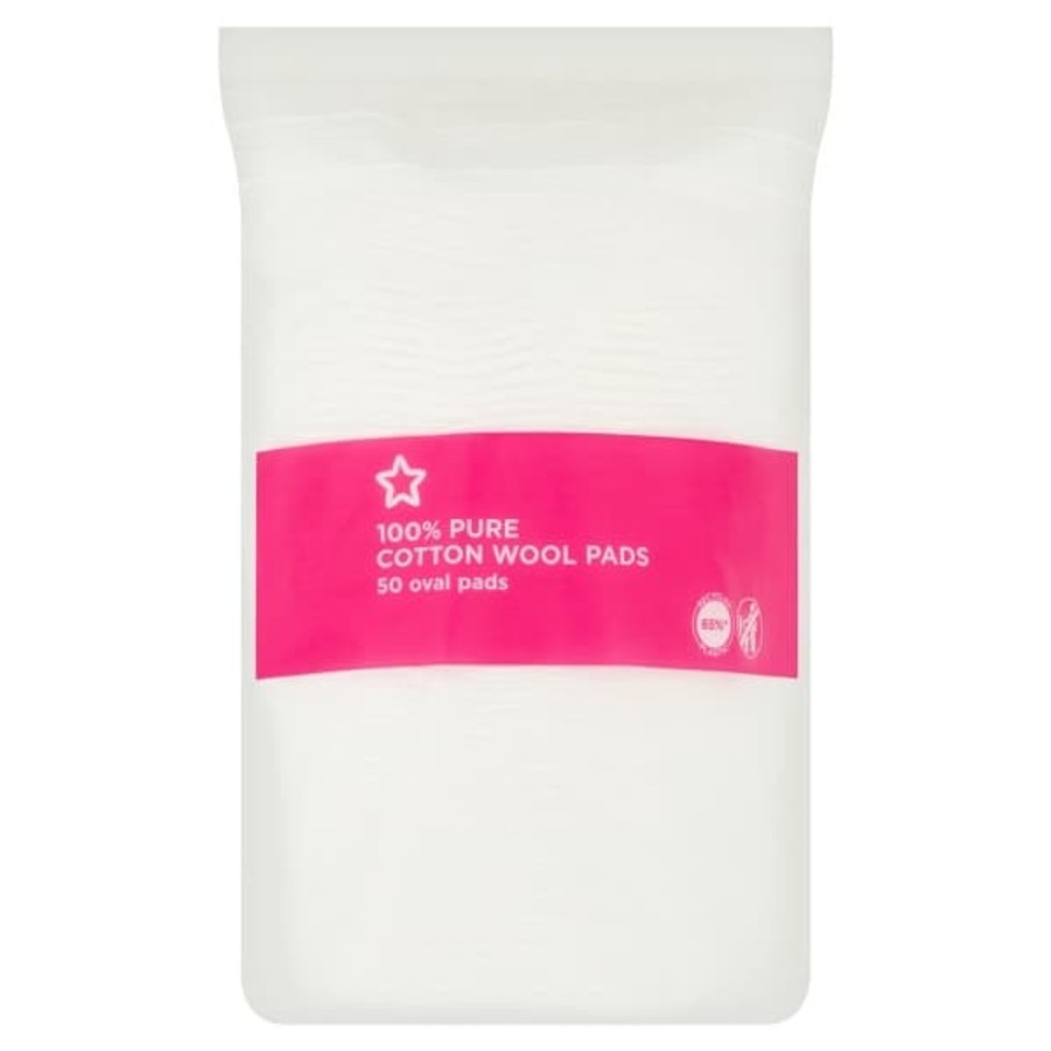 100% Pure Cotton Wool Pads - 50 Oval Pads