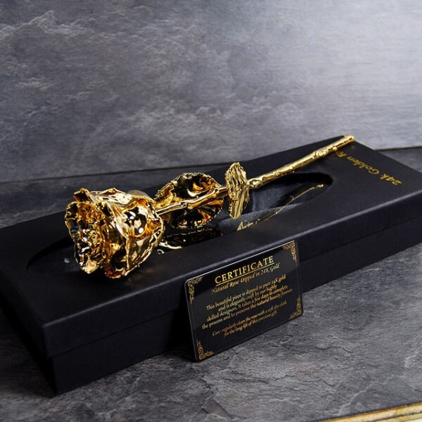 24K Golden Rose With Black Box