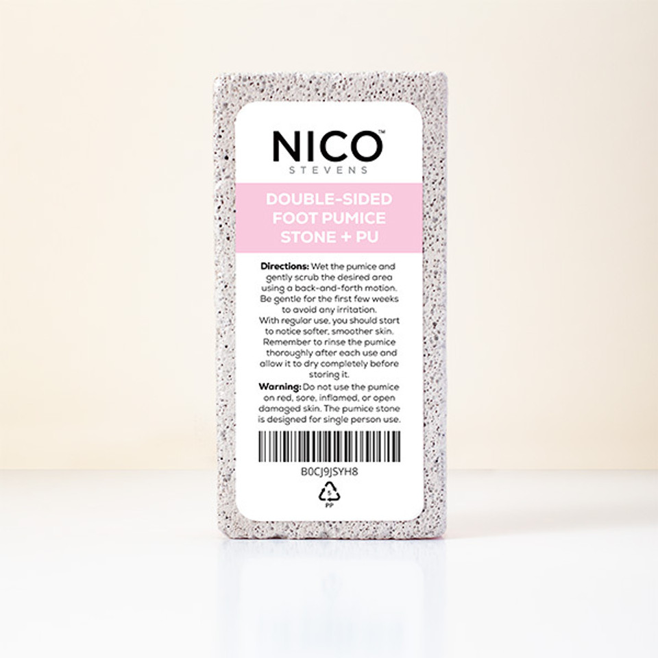 Nico Stevens Essentials Double Sided Pumice Stone + Pu, Pink