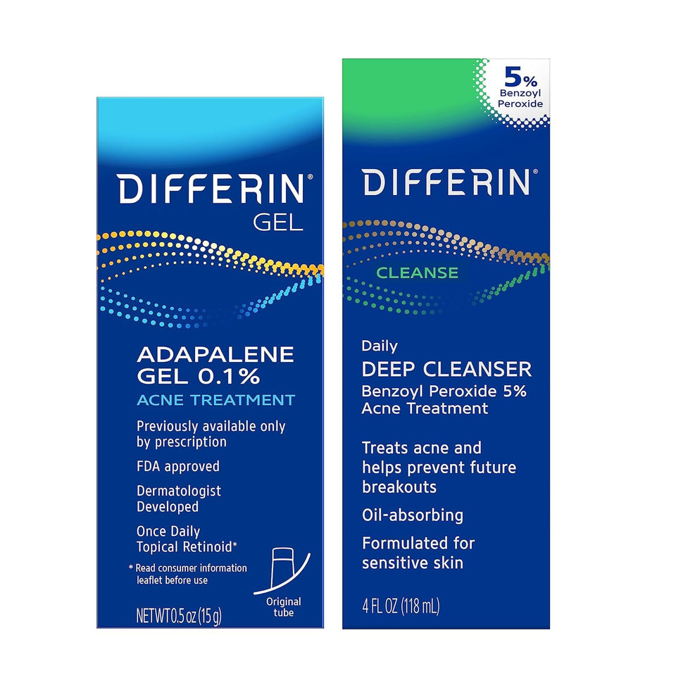 Differin Acne Skin Care Kit, Differin Gel Retinoid Acne Treatment For Face With 0.1% Adapalene & 5% Benzoyl Peroxide Face Wash & Body Wash, Designed For Pimple And Acne Prone Skin Differin Acne Skin Care Kit, Differin Gel Retinoid Acne Treatment For Face With 0.1% Adapalene & 5% Benzoyl Peroxide Face Wash & Body Wash, Designed For Pimple And Acne Prone Skin