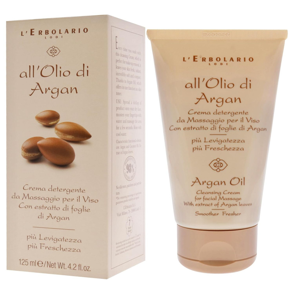 L'Erbolario Argan Oil Cleansing Cream - With Extract Of Argan Leaves For All Skin Types - Perfect For Make-Up Removal - Leaves Your Skin Fresh, Radiant And Incredibly Soft - 4.2 Oz Cleanser