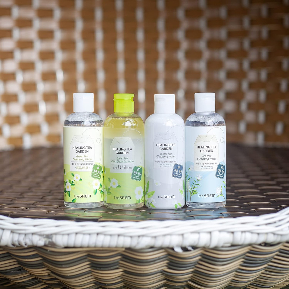 [The Saem] Healing Tea Garden Cleansing Water Tea Tree 300Ml (10.14 Fl.Oz) - One Step No Wash Cleansing Water, Pore And Sebum Care, Skin Refeshing And Moisturizingtea Tree