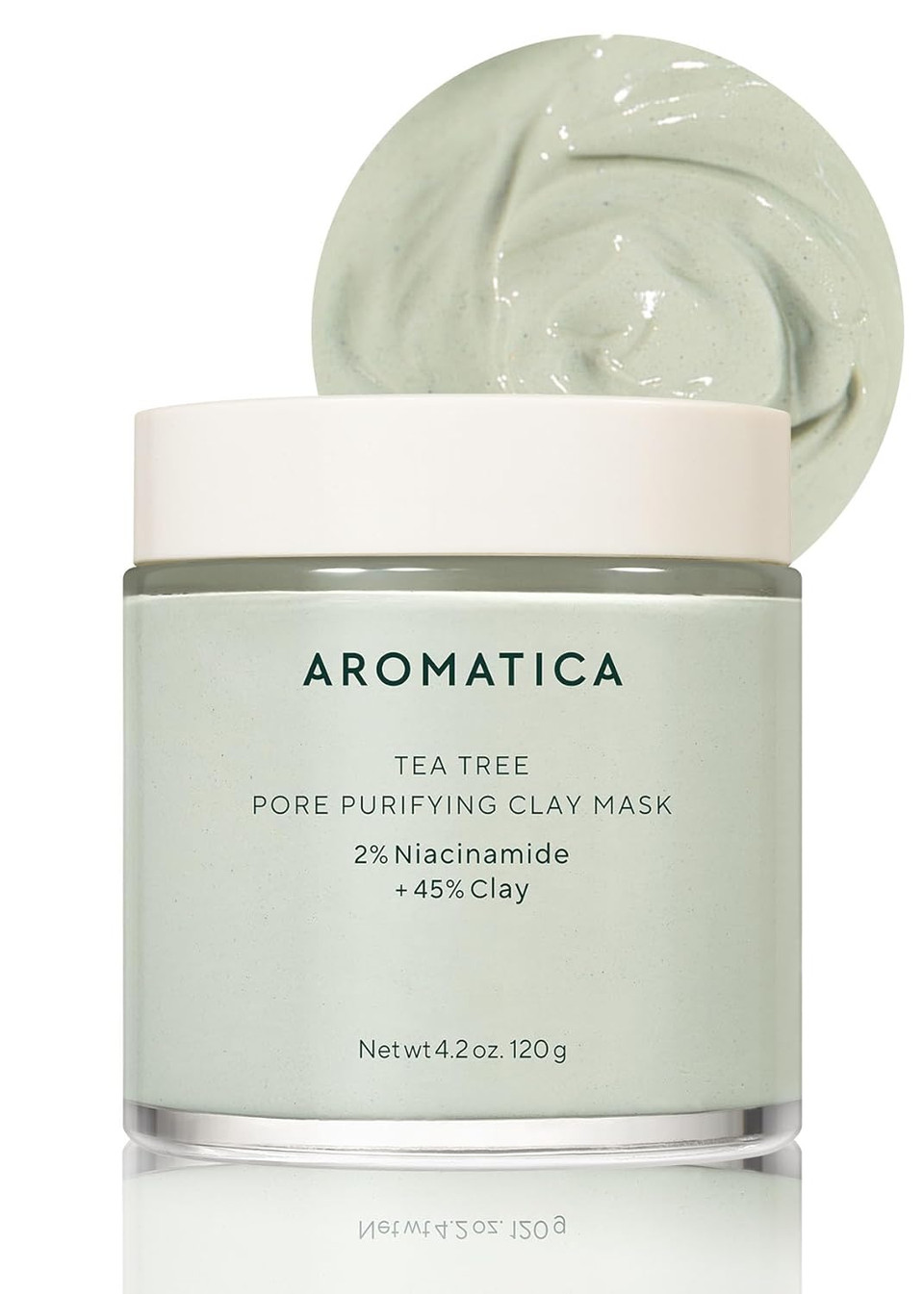 Aromatica Tea Tree Pore Purifying Clay Mask 2% Niacineamide + 45% Clay - Deep Cleansing Mask For Pore-Purifying - Vegan & Cruelty-Free - Natural Ingredients With Food Grade Tea Tree Oil